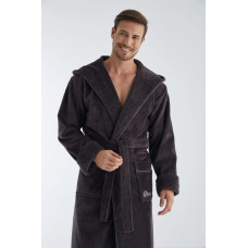 Чоловічий махровий халат Nusa 1320 з капюшоном, коричневий, 3XL