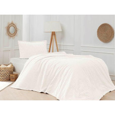 Покривало Merinos Modern Line з наволочкою, велсофт, 150×220 см, кремове