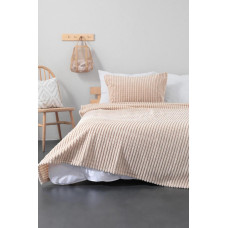 Бежеве покривало Merinos Modern Line з велсофту, 150×220 см