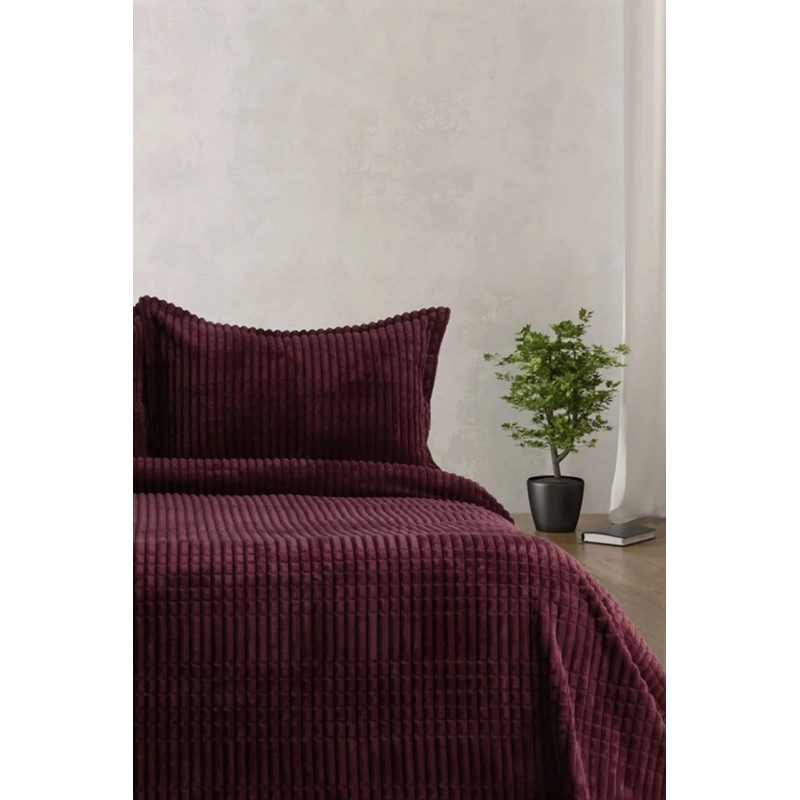 Покривало з наволочками Merinos Modern Line, велсофт, євро 220×240 см, фіолетове
