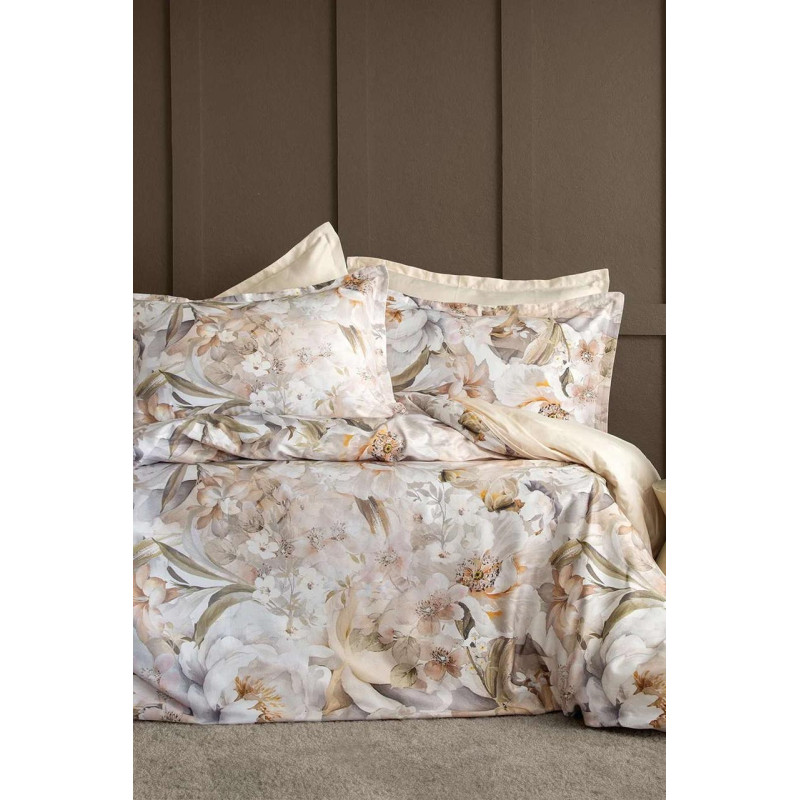 Комплект постільної білизни Issimo Digital Satin Moetti, євро, сатин, 200х220 см, бежевий