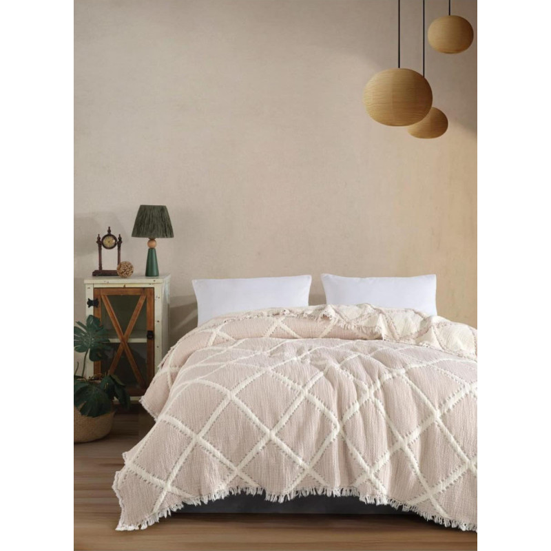Муслинове покривало Charlotte Exclusive, євро 230×250 см, 100% бавовна, бежеве