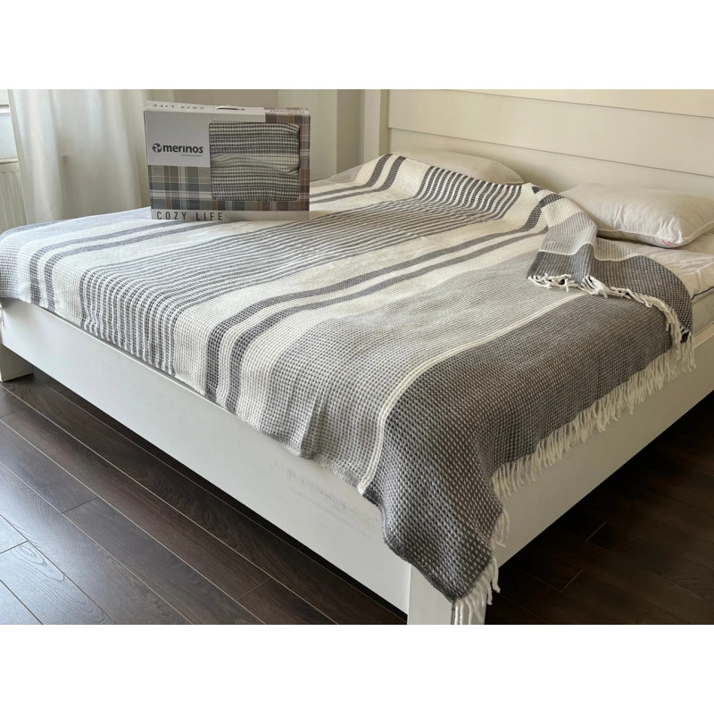 Плед Merinos Skoc Selay Gri 180×220 см, бавовна з акрилом