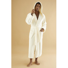 Чоловічий велюровий халат Nusa 7230 з капюшоном, кремовий, 3XL