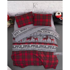 Комплект постільної білизни First Choice Flanel Happiness Red Євро 200×220 см