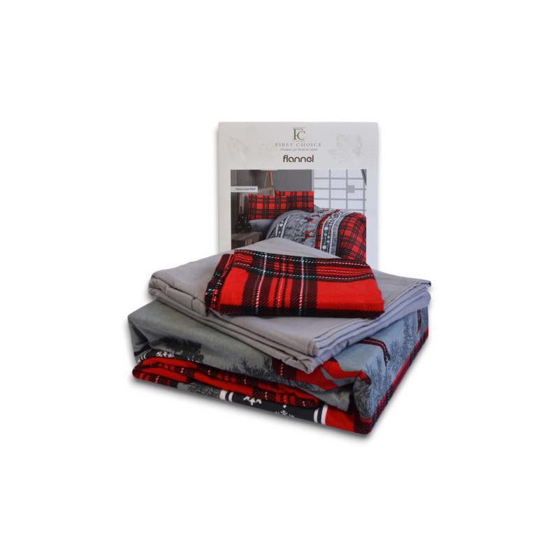 Комплект постільної білизни First Choice Flanel Happiness Red Євро 200×220 см