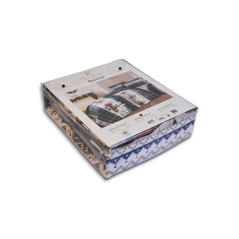 Комплект постільної білизни First Choice Flanel Nature Navy Blue, фланель, євро