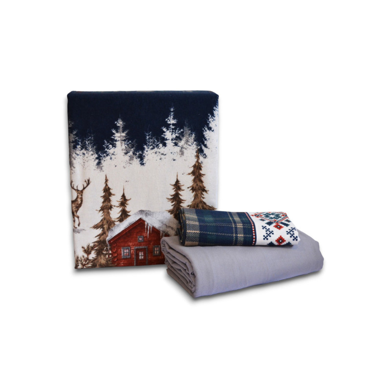 Комплект постільної білизни First Choice Flanel Nature Navy Blue полуторний 160×220 см