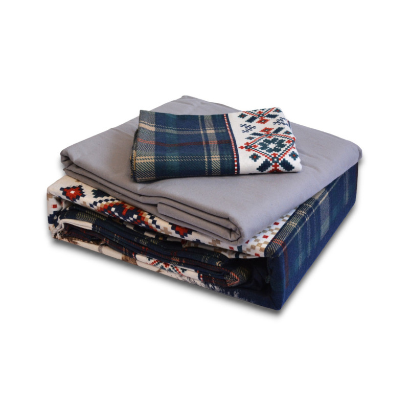 Комплект постільної білизни First Choice Flanel Nature Navy Blue полуторний 160×220 см