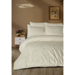Комплект постільної білизни Saheser Delux Jacquard Satin 300 TC Євро 200×220 см, кремовий