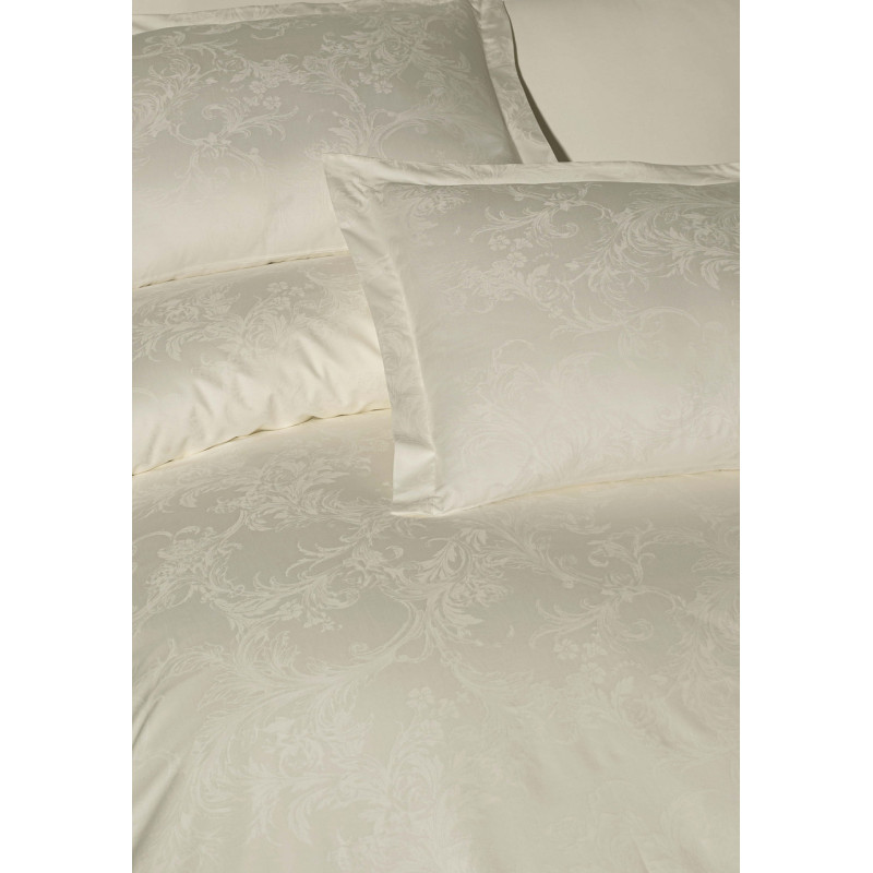 Комплект постільної білизни Saheser Delux Jacquard Satin 300 TC Євро 200×220 см, кремовий