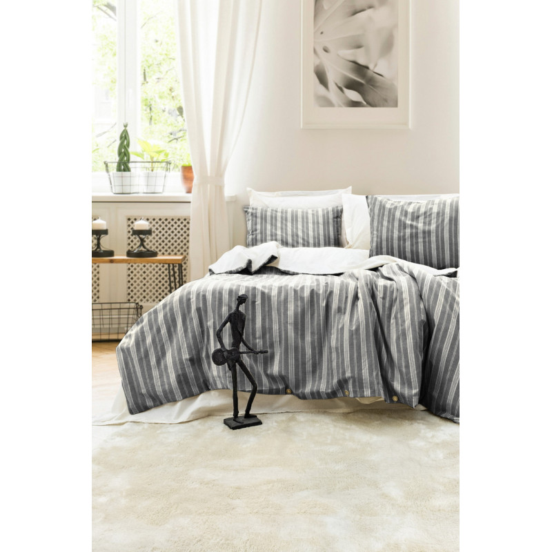 Комплект постільної білизни Saheser Stonewashed Ranforce 41160 Євро 200х220 см Nadia Antrasit