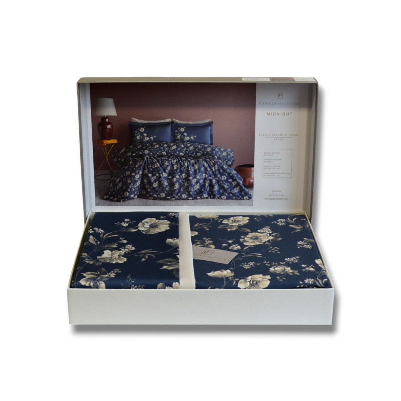 Комплект постільної білизни Pupilla Digital Satin KR41691 Євро 200х220 см Midnight