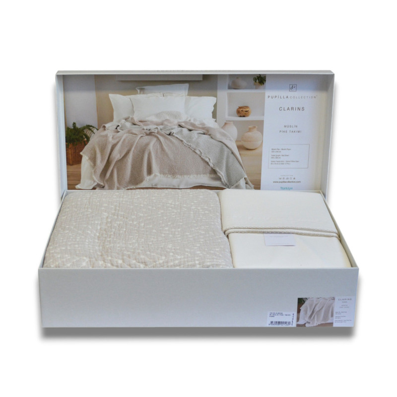 Комплект постільної білизни з покривалом Pupilla Clarins KR41707 Євро, пудровий
