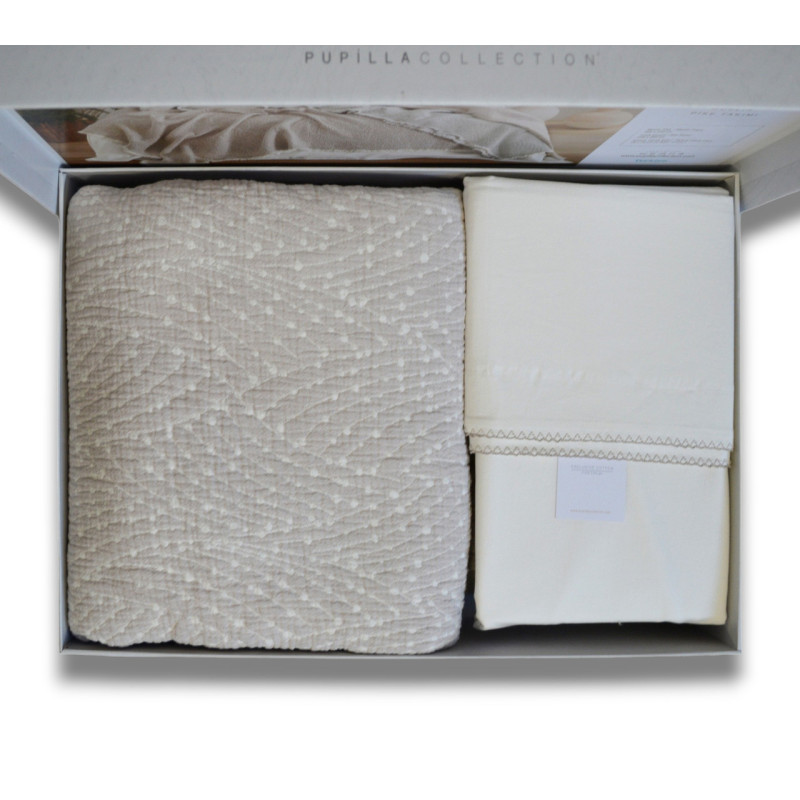 Комплект постільної білизни з покривалом Pupilla Clarins KR41707 Євро, пудровий