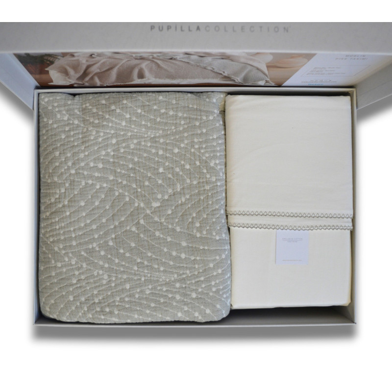 Комплект постільної білизни з покривалом Pupilla Clarins KR41708 Євро, м’ятний