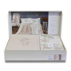 Комплект постільної білизни з покривалом Pupilla Elizabeth KR41711 Євро, пудровий