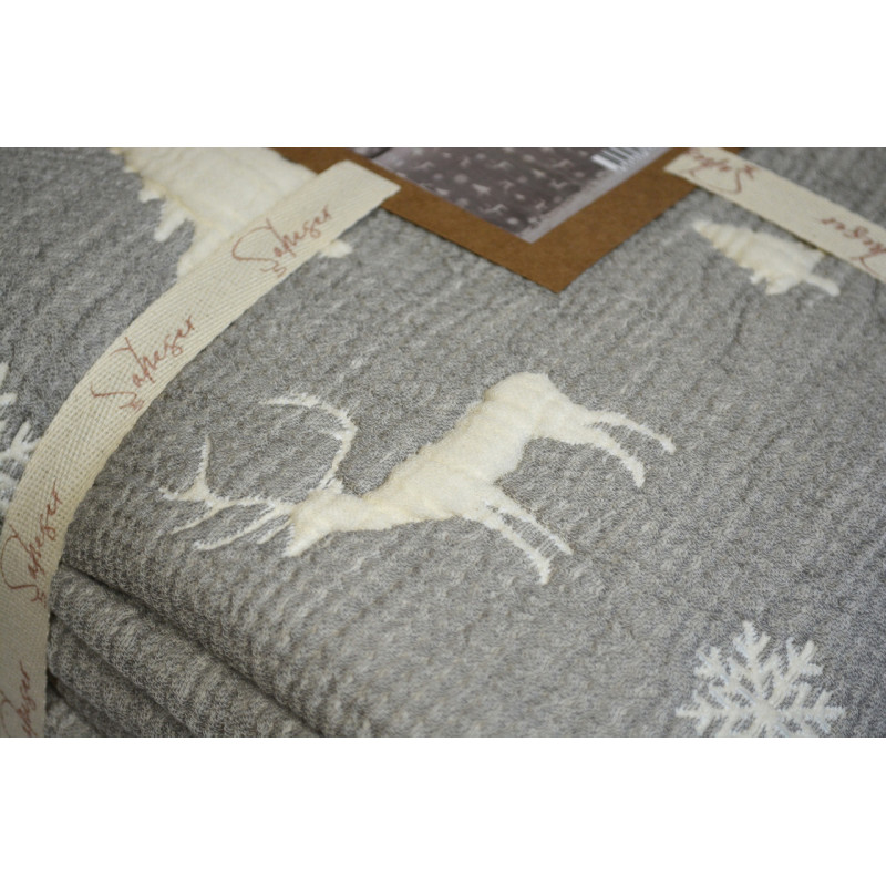 Покривало Saheser Merry муслінове новорічне 240х260 см, Light Grey