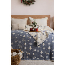 Покривало Saheser Merry муслінове новорічне 240х260 см, Navy Blue