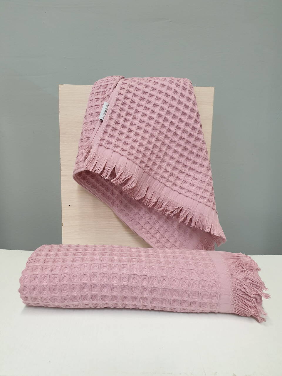 Набір вафельних рушників 50*90 (1 шт.) та 75*150 (1 шт.) щільність 400 г/м2 TM ZERON Gul kurusu