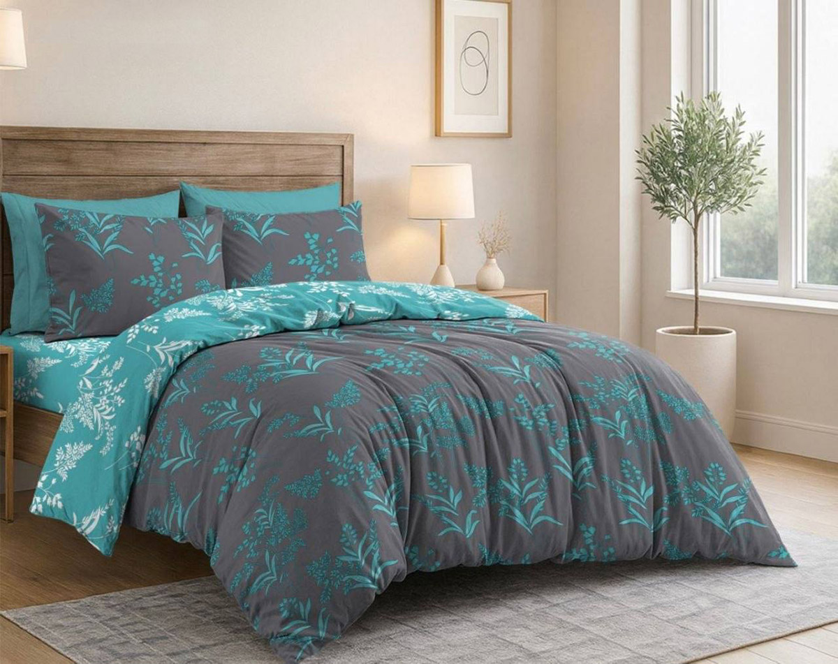 Комплект постільної білизни SoundSleep Flore Turquise бязь-голд євро 200х220 см (2800005185737)