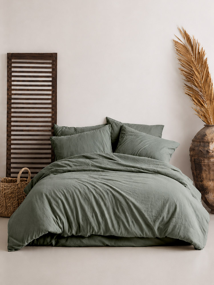 Комплект постільної білизни SoundSleep Stonewashed Ephesus natural green Євро 200×220 см (2800005241464)
