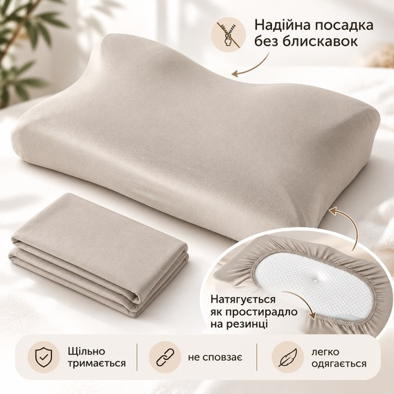 Подушка ортопедична IDEIA ErgoSleep 61х34х12 см з ефектом пам’яті + 2 трикотажні наволочки, готовий набір