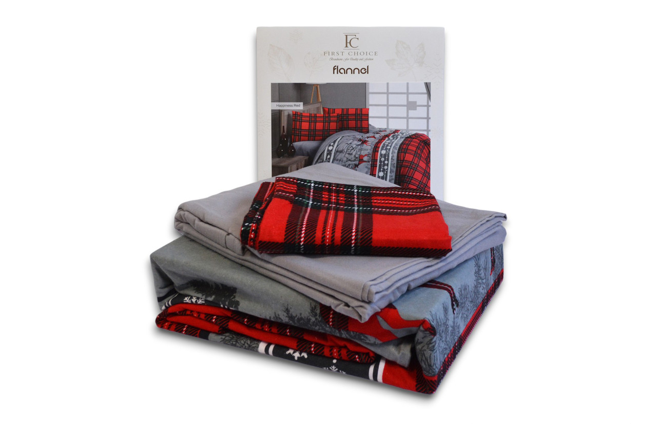 Комплект постельного белья First Choice Flanel 160×220 см Happiness Red