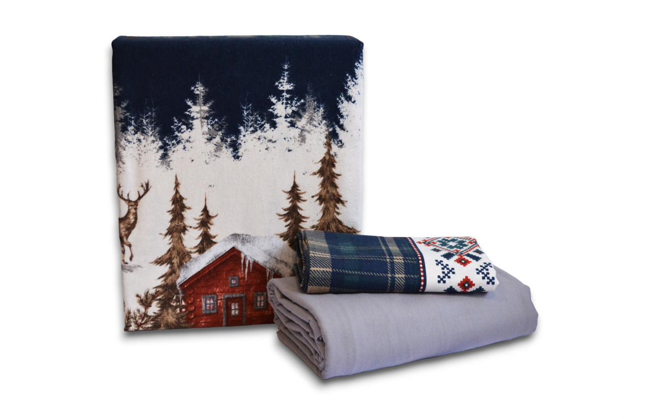 Комплект постельного белья First Choice Flanel 160×220 см Nature Navy Blue