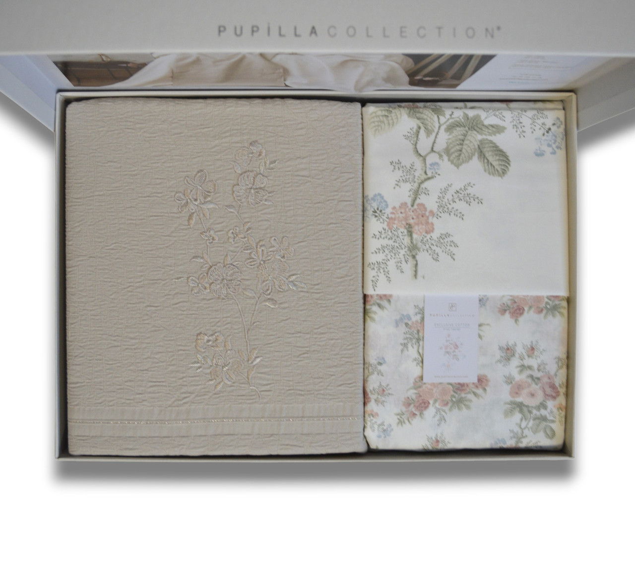 Комплект постельного белья с покрывалом Pupilla Elizabeth 220 x 240 см. Bej